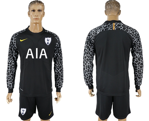 Tottenham Hotspur Blank Black Goalkeeper Long Sleeves Soccer Club Jersey